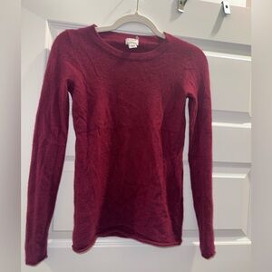 J. Crew Rich Burgundy Long Sleeve Sweater, 100% Cashmere